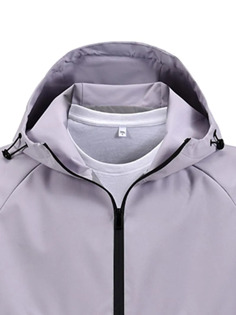 One black half-zip pullover with hoodie, outdoor camping style, large pockets, made of stain-resistant fabric