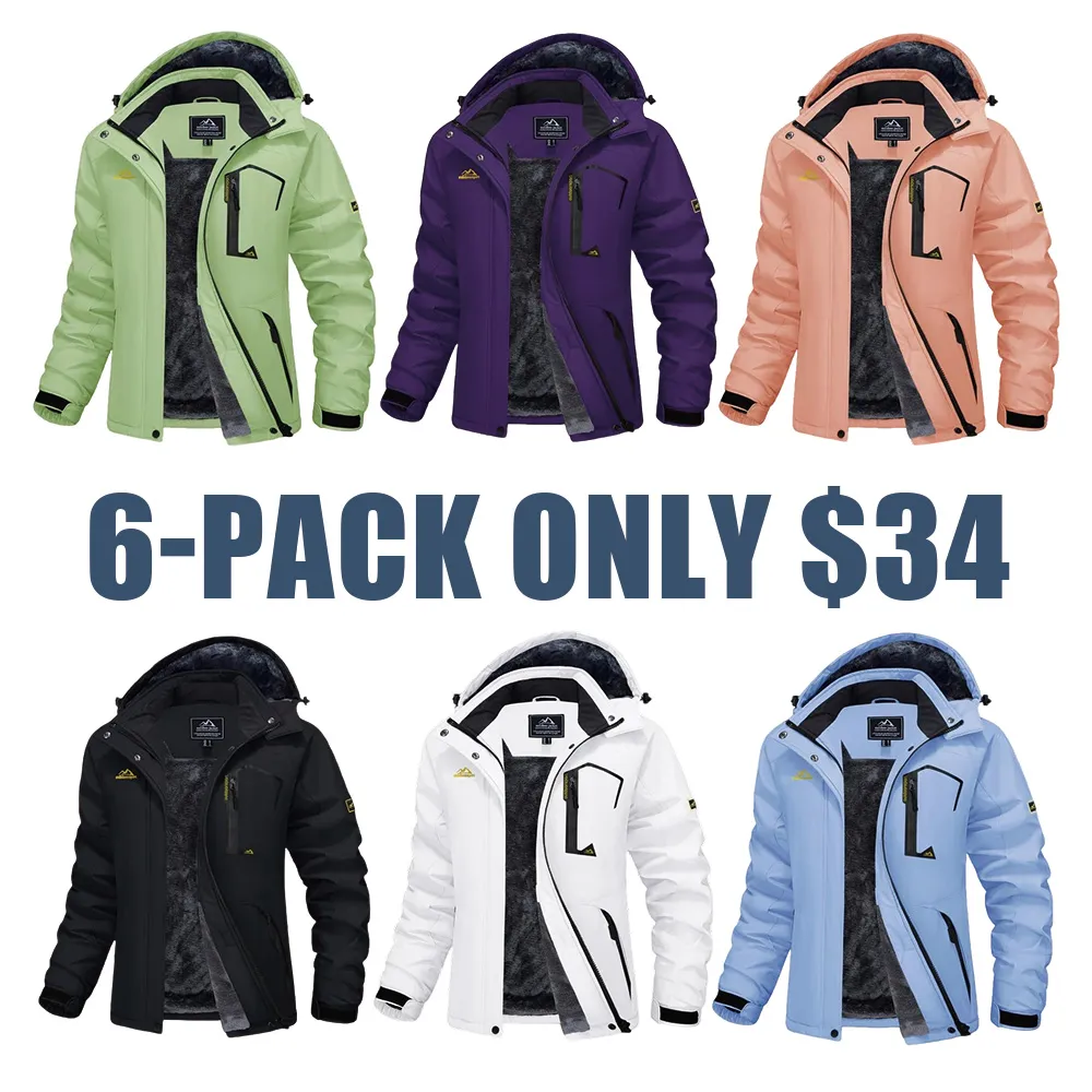 Women's Waterproof Ski Jacket Hooded Fleece Lined Warm Winter Jacket