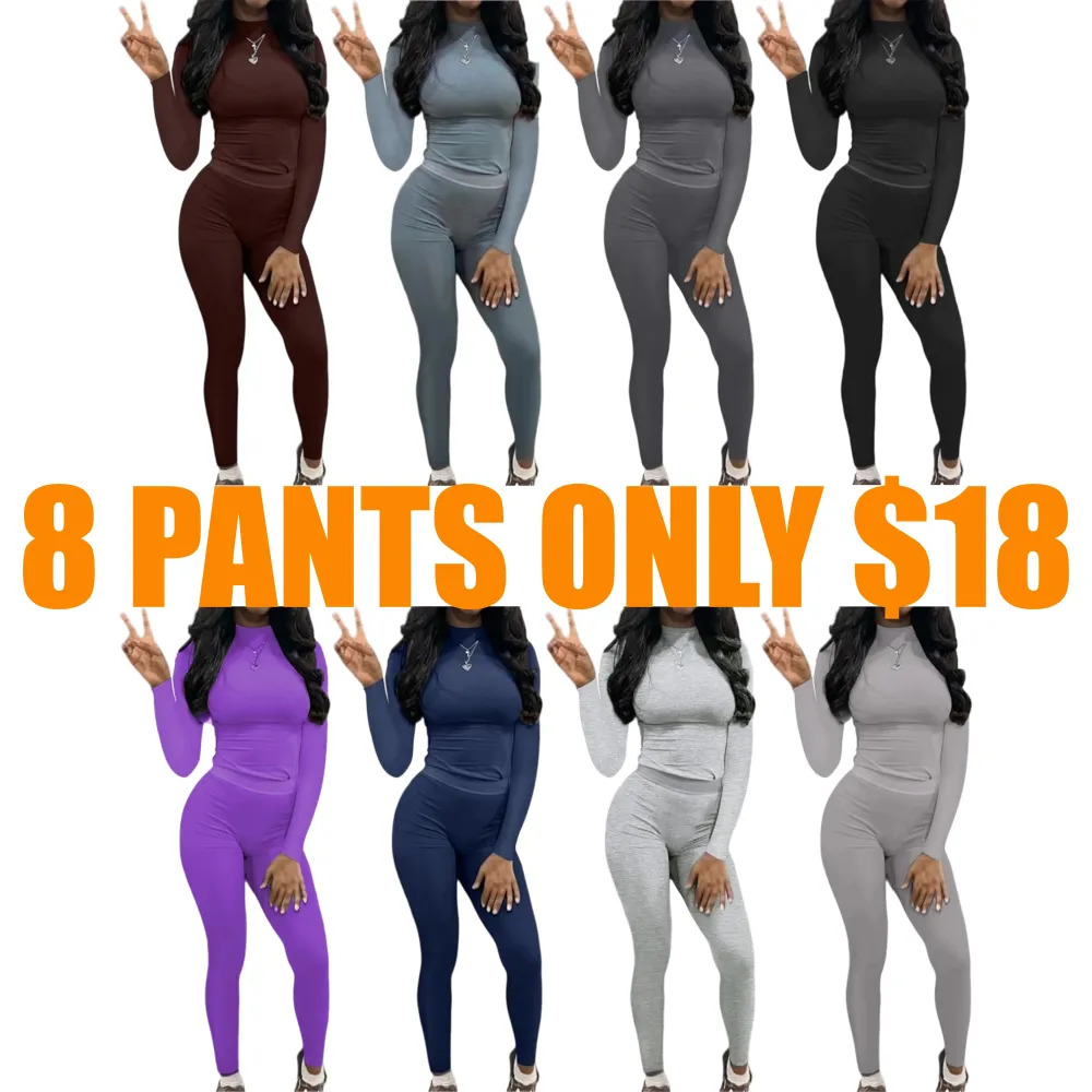 Women's Minimalist Chic Solid Long Sleeve Tee & Elastic Waist Pants Set