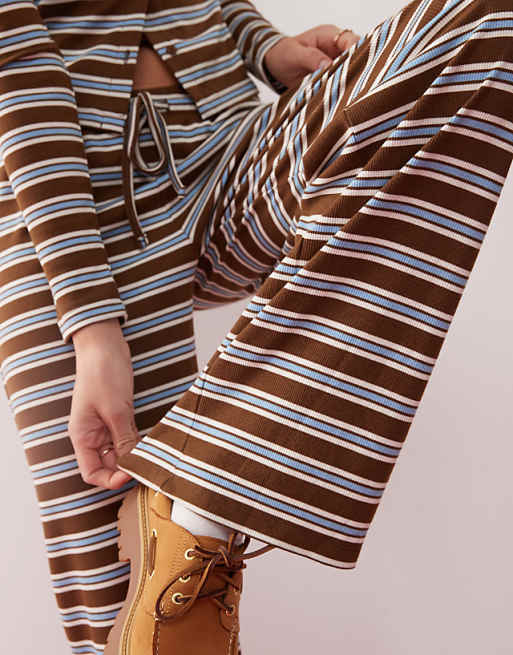 relaxed rib stripe pants SET