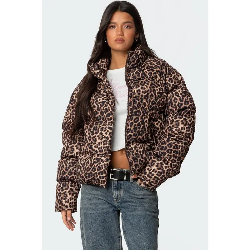 Leopard Printed Puffer Jacket