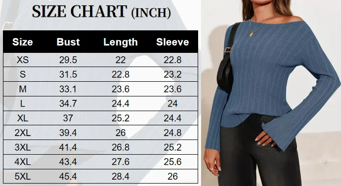 Women’s Bell Sleeve Knit Top – Lightweight Fall Pullover