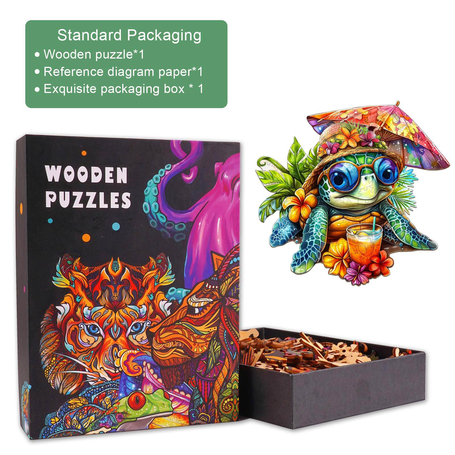 Beach Turtle Wooden Jigsaw Puzzle