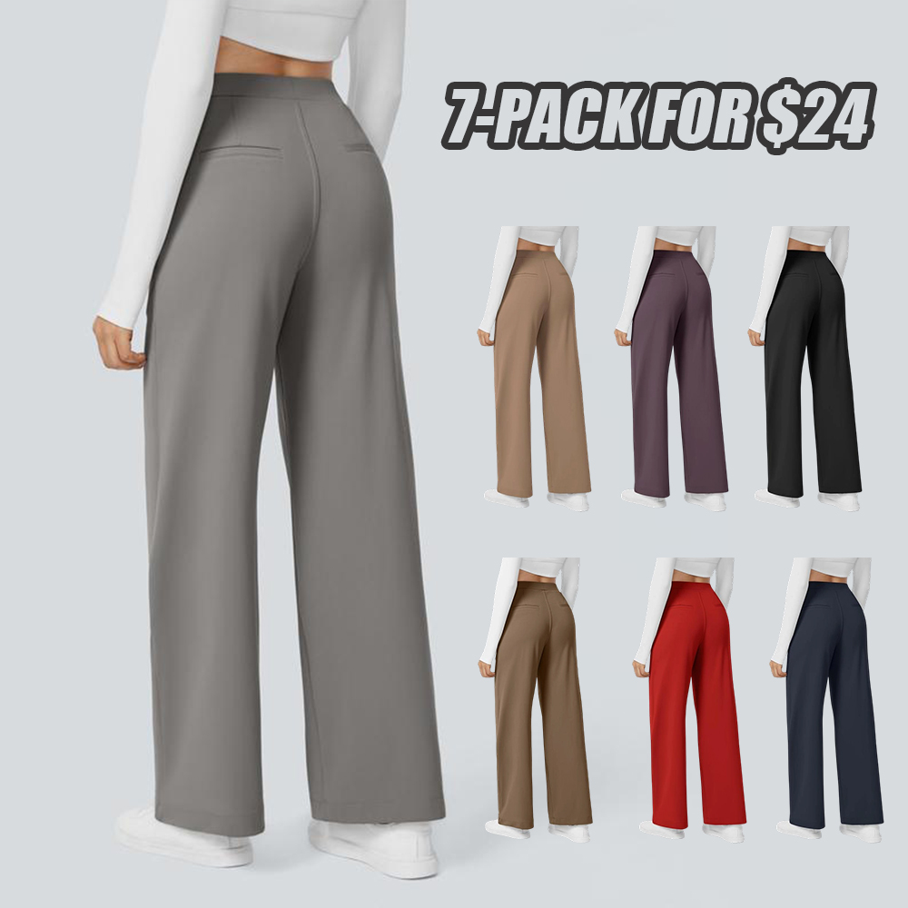 🔥Last Day Promotion!🔥Women High Waisted Pocket Straight Leg Work Pants
