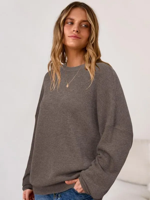 Women's Wool Blend Oversized Sweaters Crewneck Casual Fall Outfits Fashion Tops