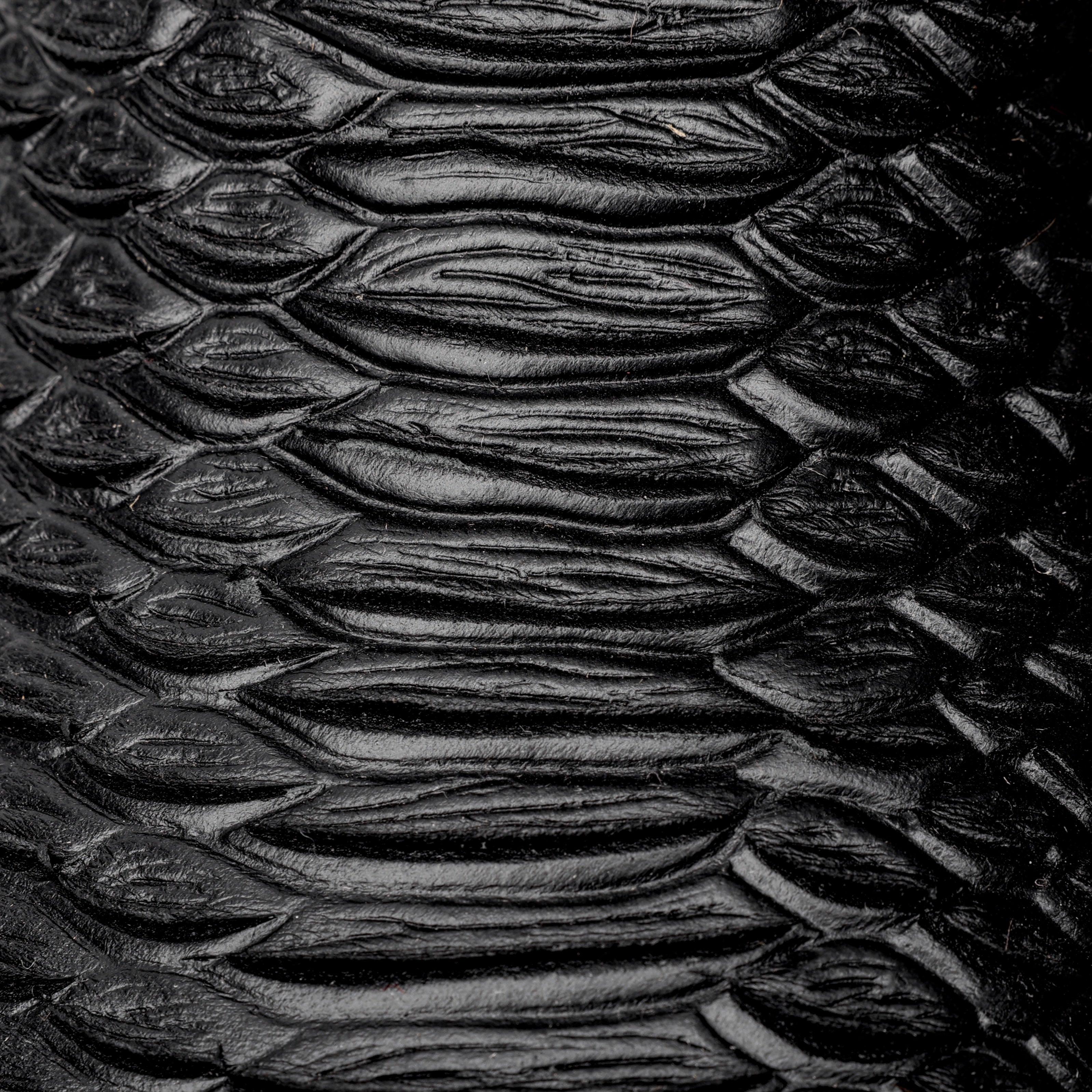 Black Python Leather Boots - Square Toe