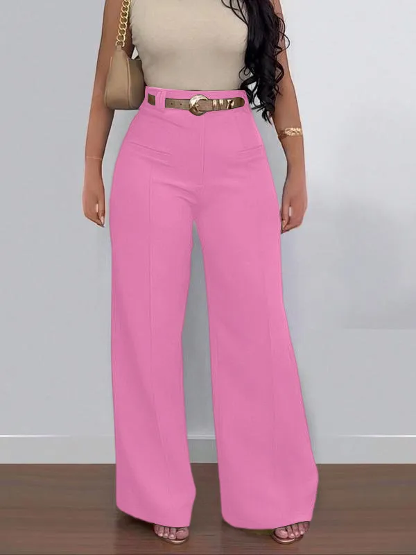 Women's Plain Pocket Wide Leg Pants