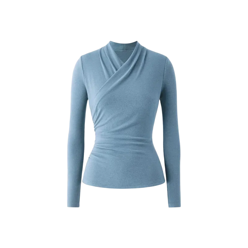 Women's cross-neck long-sleeved top