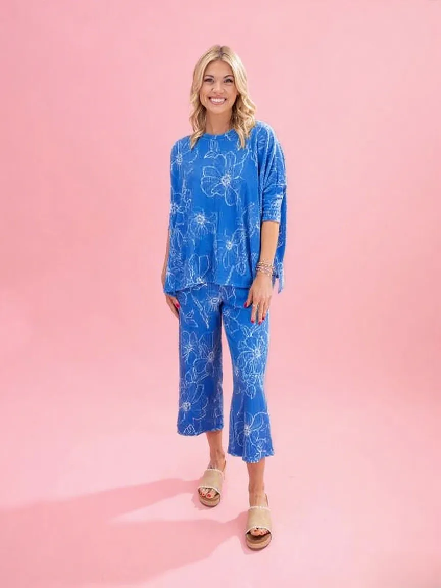 Ruffled floral pattern loose suit