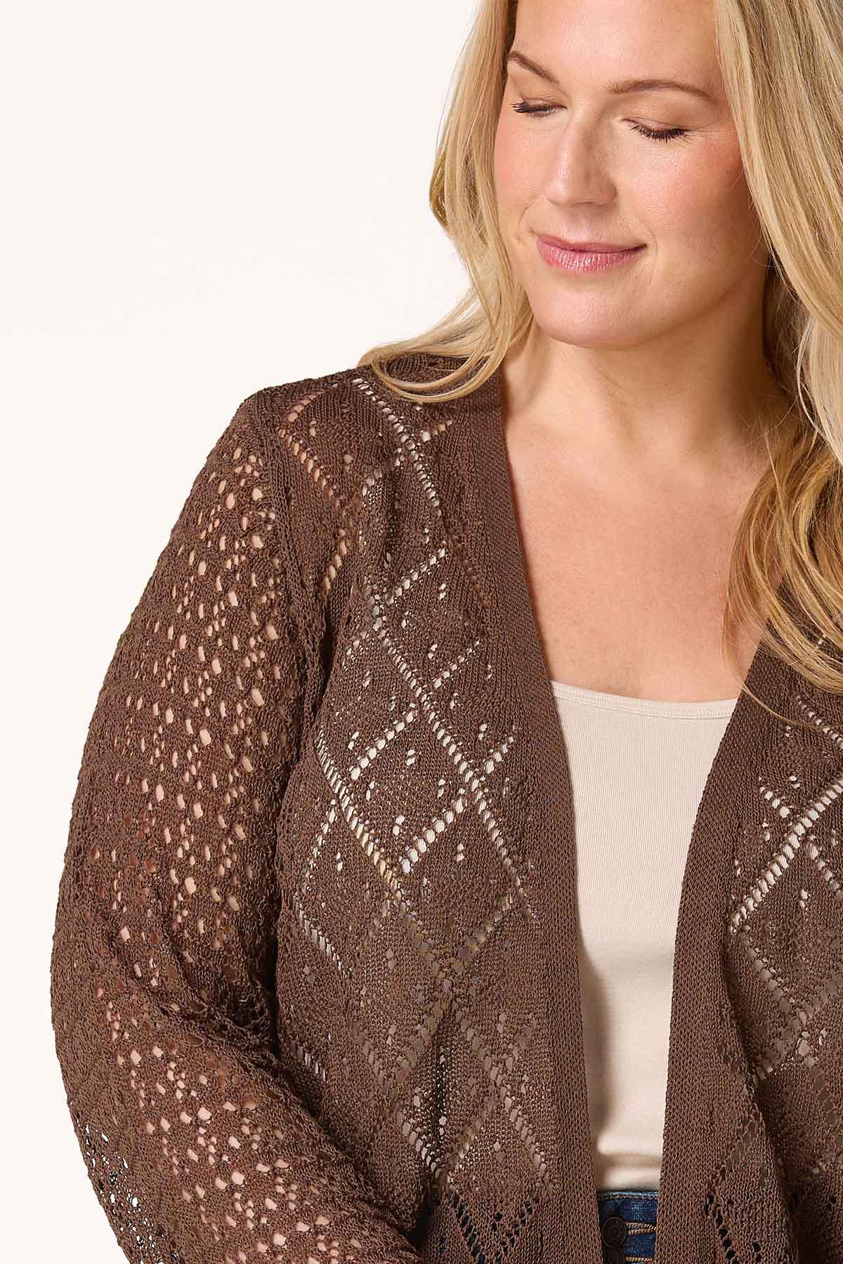 Plus Size Pointelle Knit Cardigan