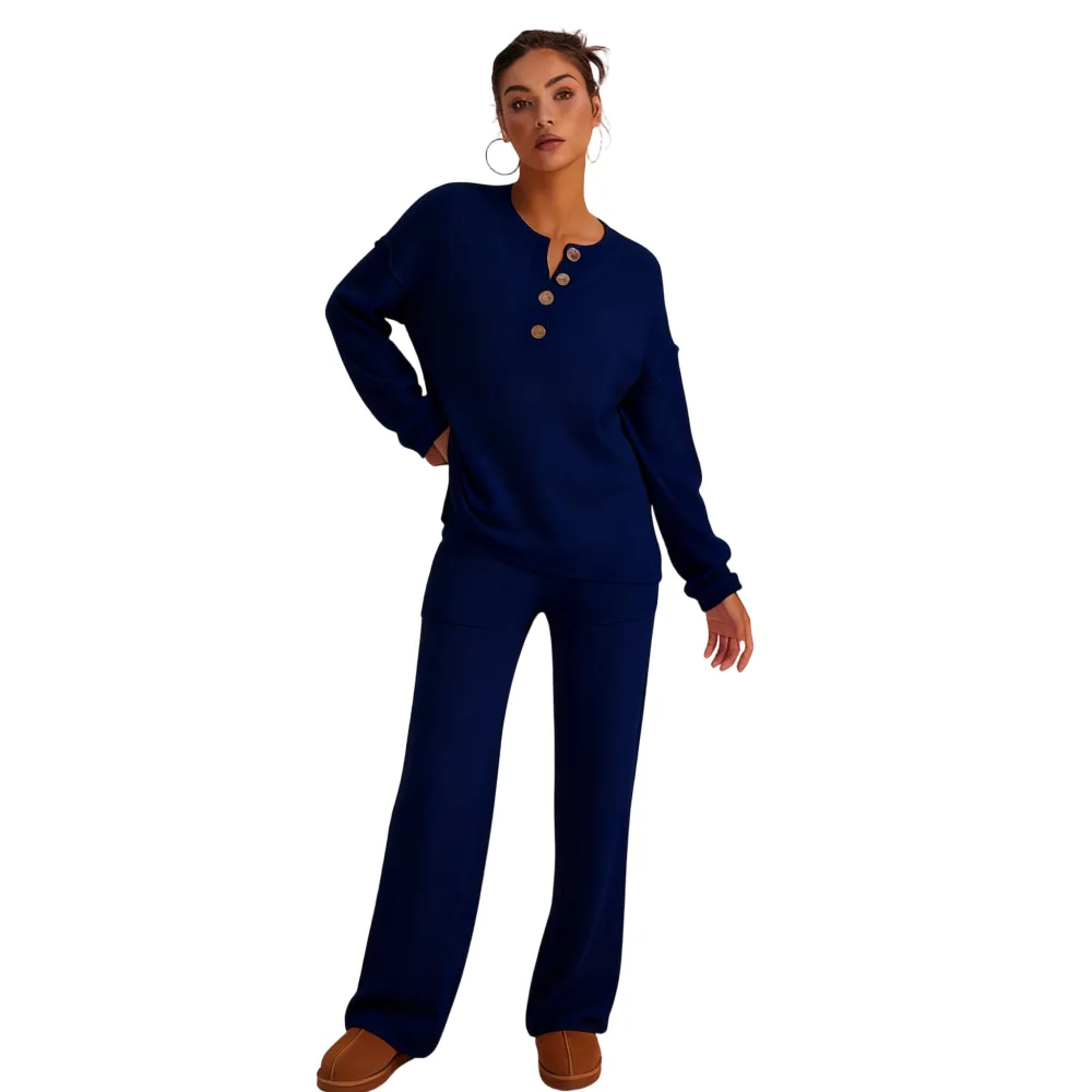 Women's Cozy Waffle Knit Loungewear Set