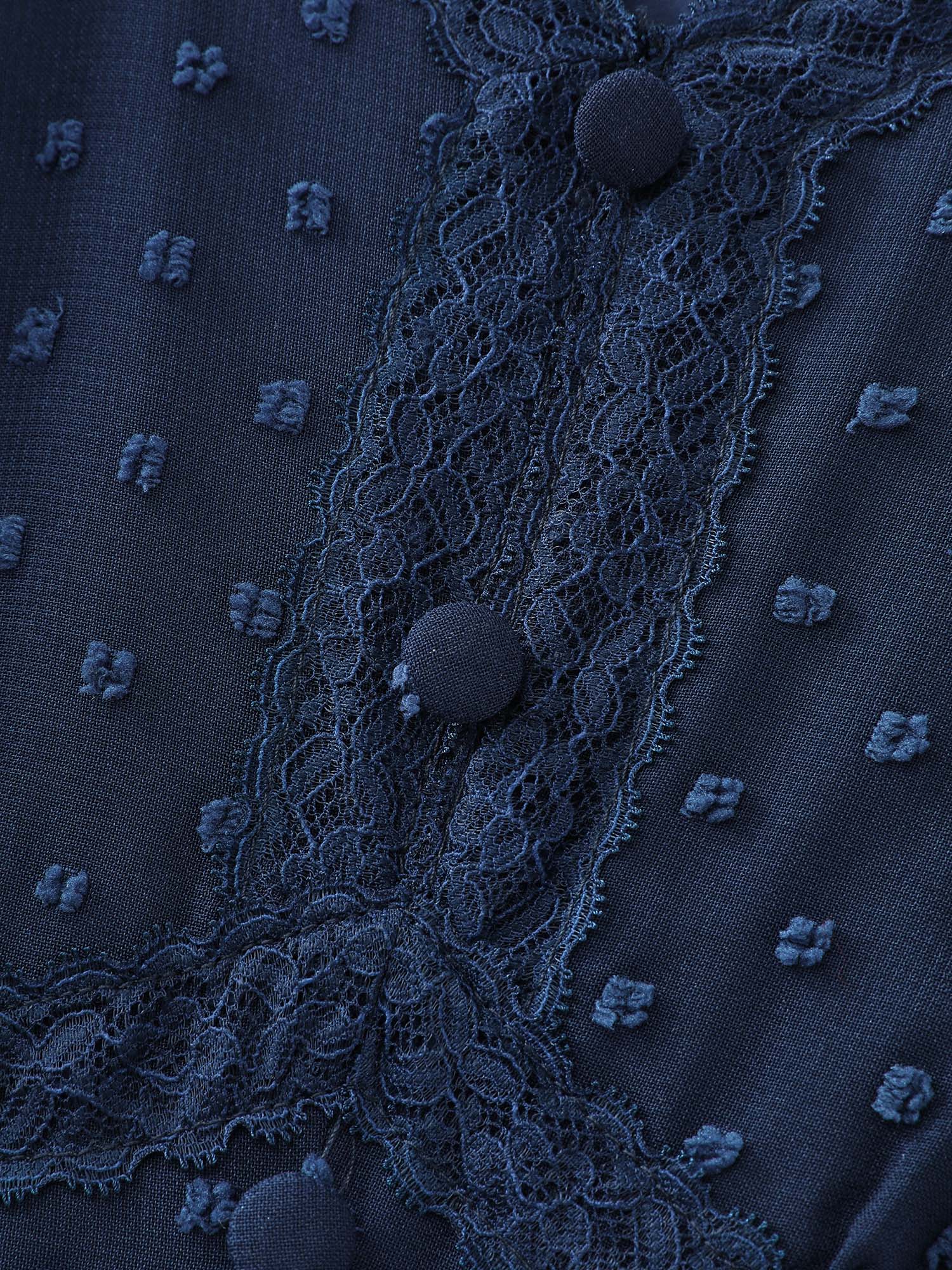 Textured Cinched-Waist V-Neck Midi Dress