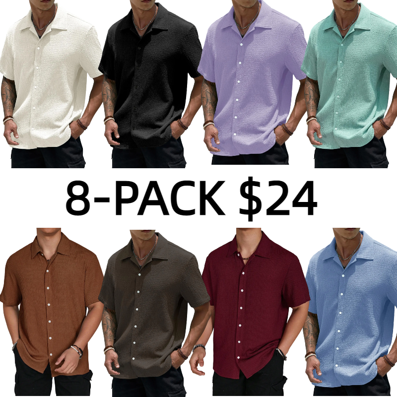 Men's Textured Button Front Shirt