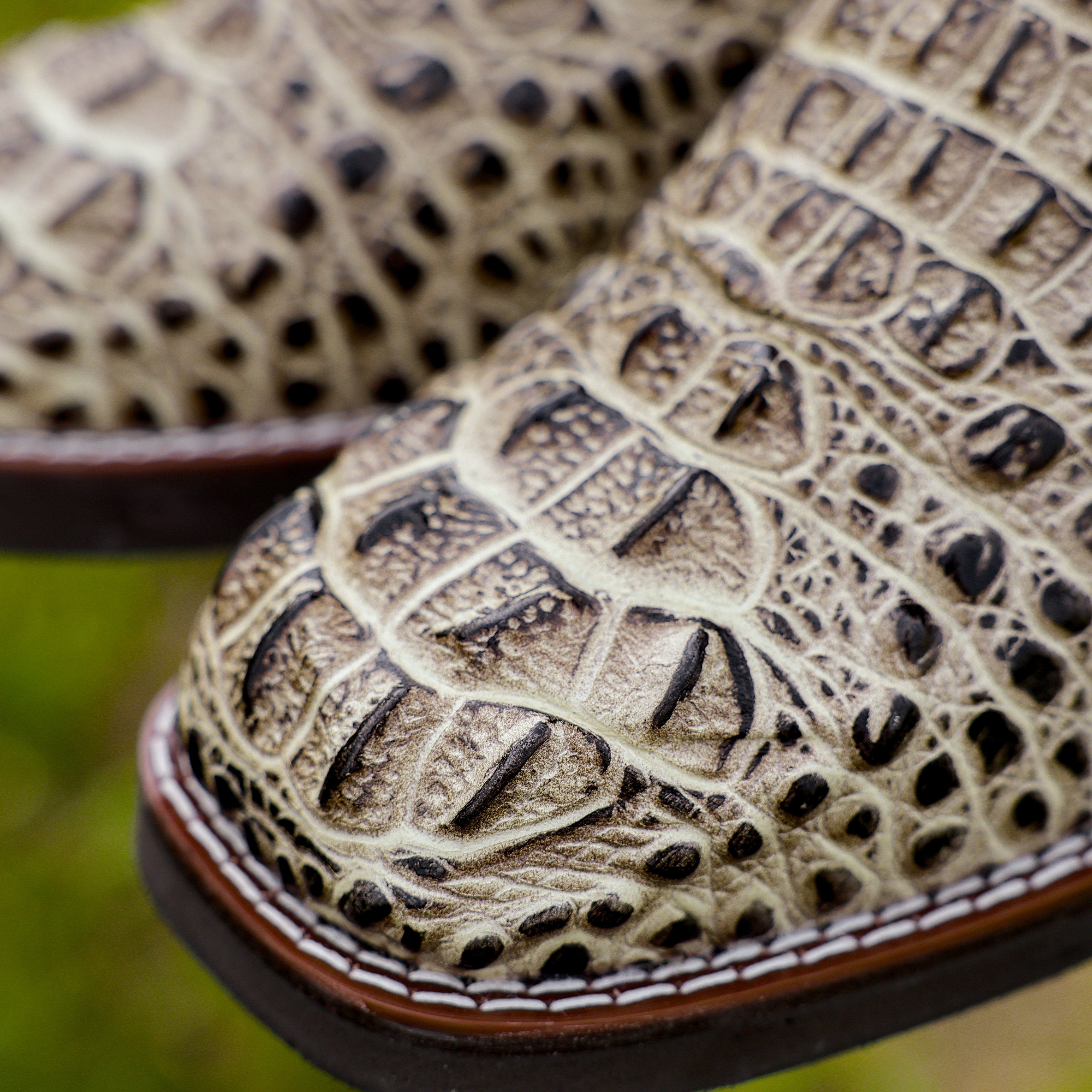 Desert Caiman Neck Leather Boots With Lightweight Soles - Square Toe