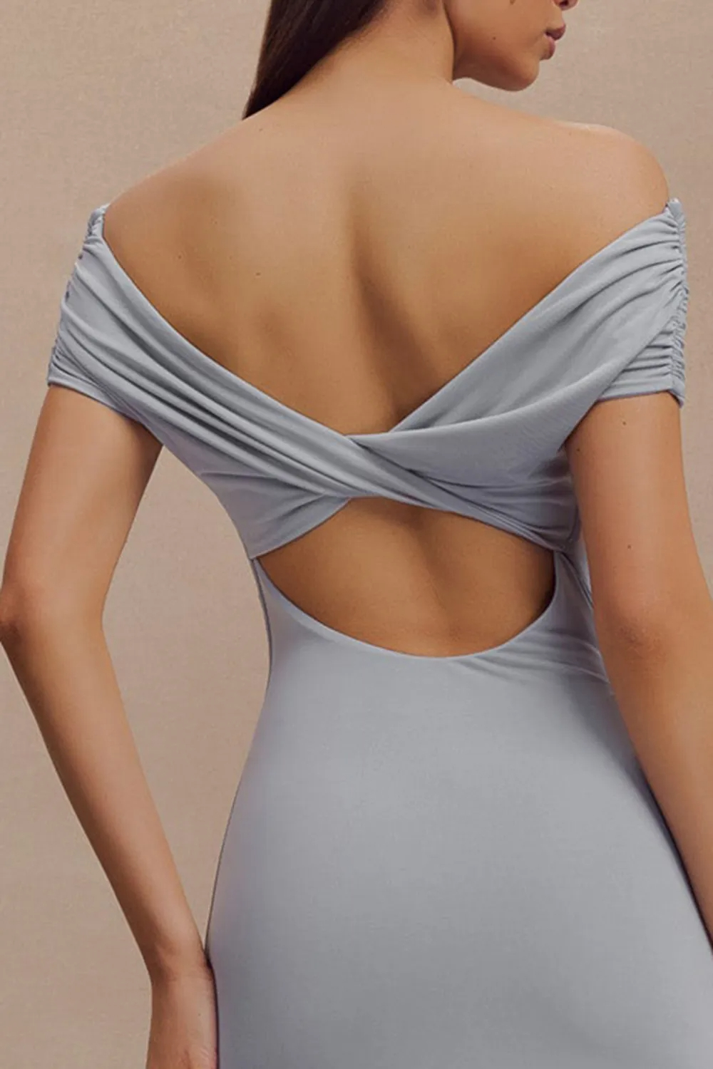 Casual Off Shoulder Slinky Maxi Dress