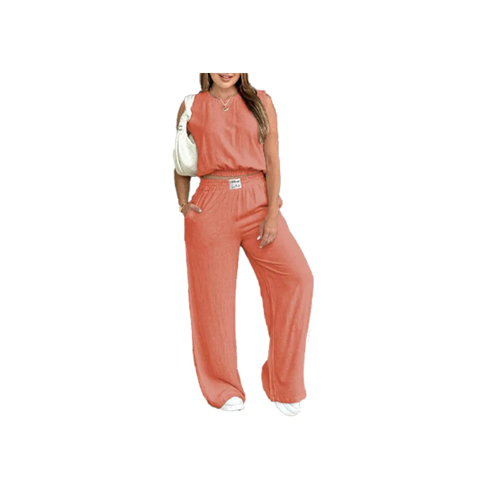 Women's Solid Color Tank Top & Wide Leg Pants Set (Just $3 Each!)