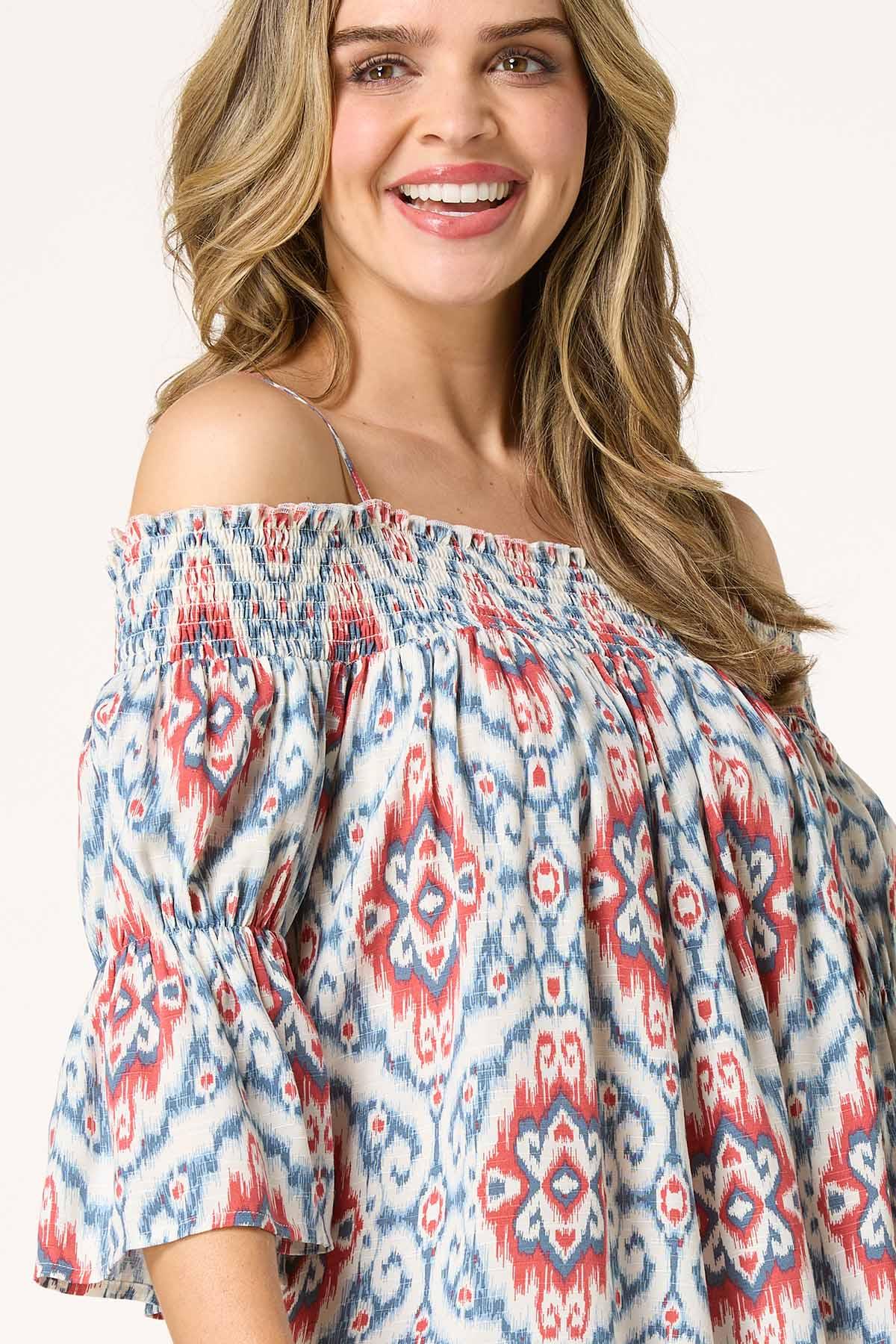 Smocked Cold Shoulder Poet Top