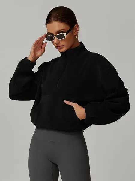 Women's Sporty Hooded Sweatshirt with Drawstring and Pocket