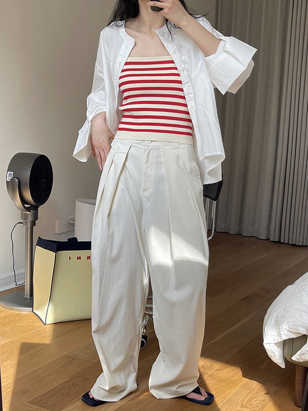 Simple Casual Striped Strapless Top