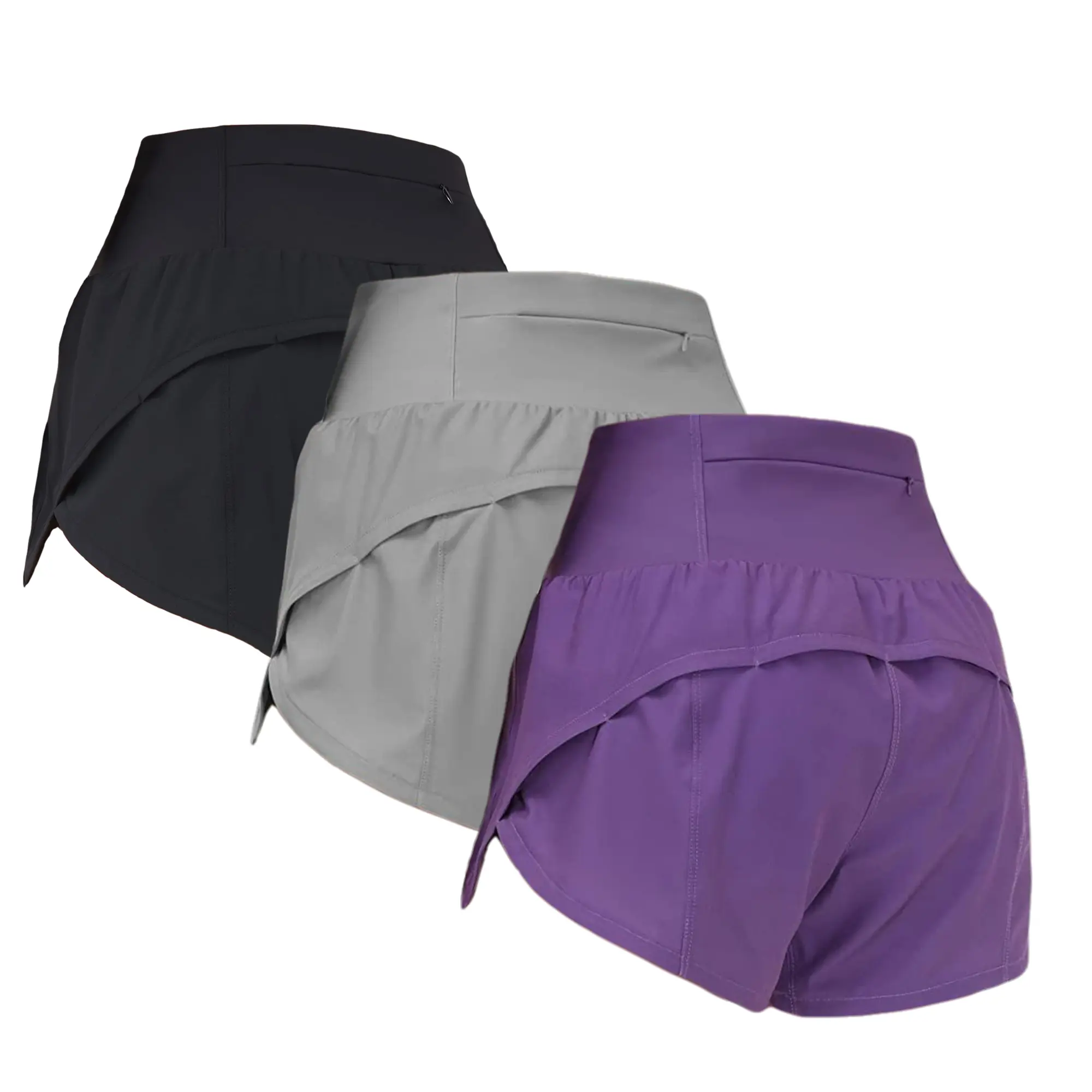 3pc Women's High-Waisted Athletic Shorts with Pockets