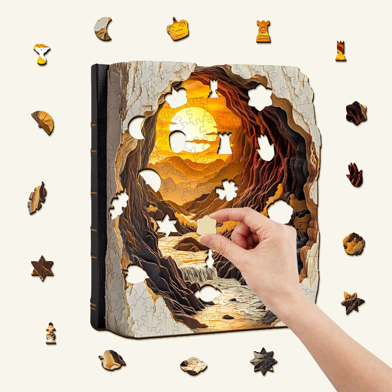 Sunset in a Book Wooden Jigsaw Puzzle