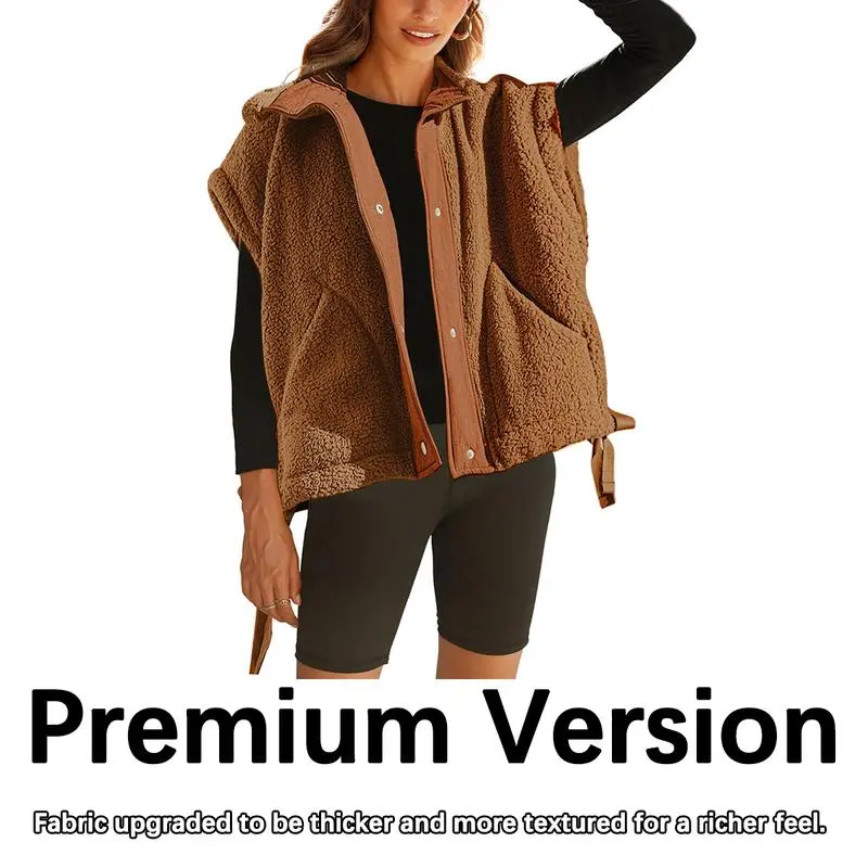 Women's Warm Fleece Vest Casual Sleeveless Button Down Sherpa Jacket