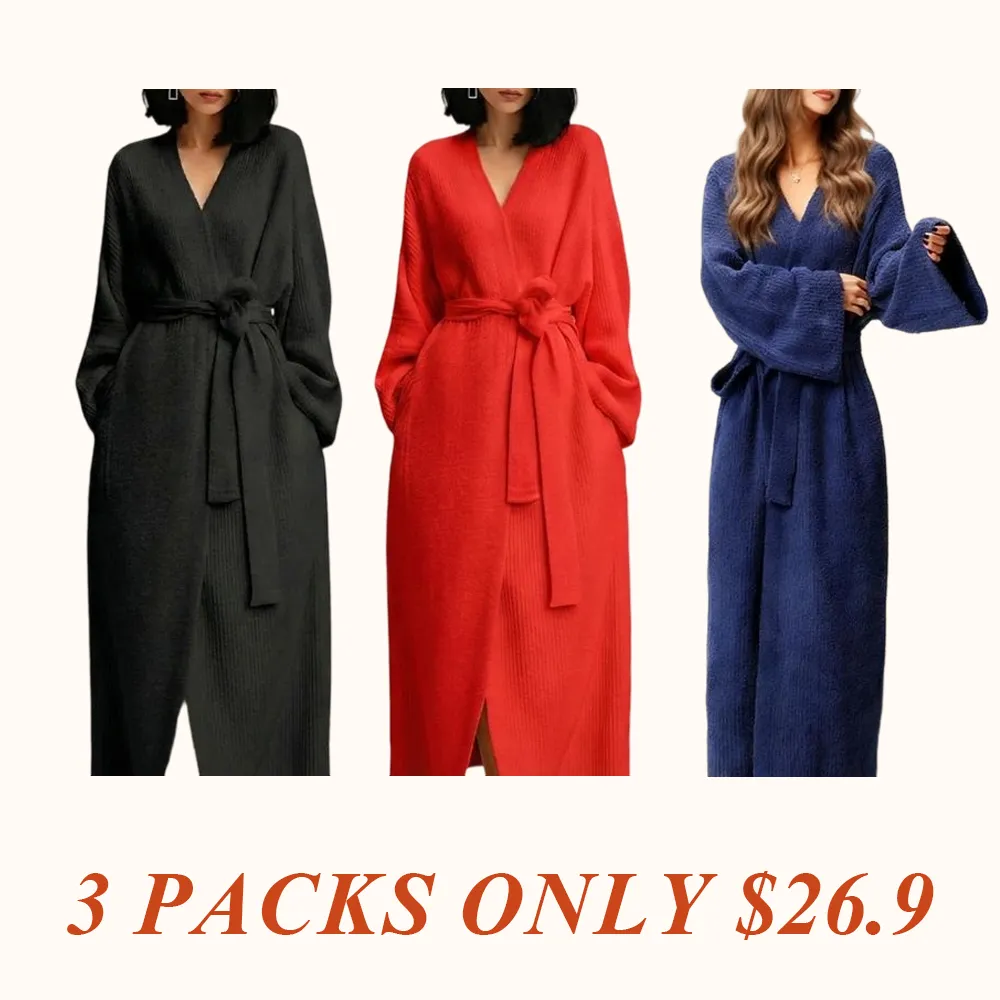 Women's Double-Sided Fleece Robe|Thickened Long Plush Loungewear