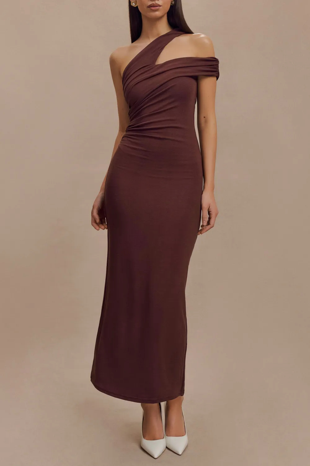 One Shoulder Modal Midi Dress