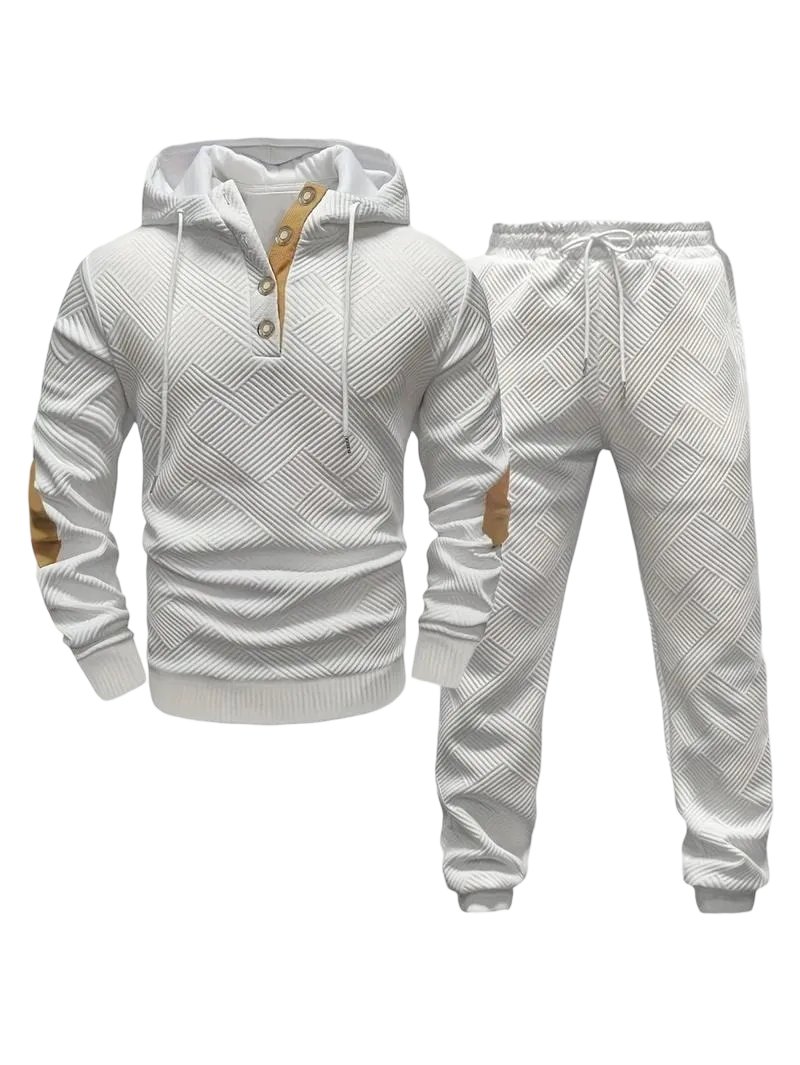 Men's knit jacquard sweatshirt and pants two-piece set