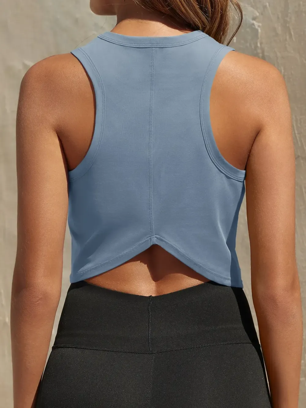 Womens Workout Cropped Tank Tops Racerback Sleeveless Crewneck Running Yoga Active Shirts