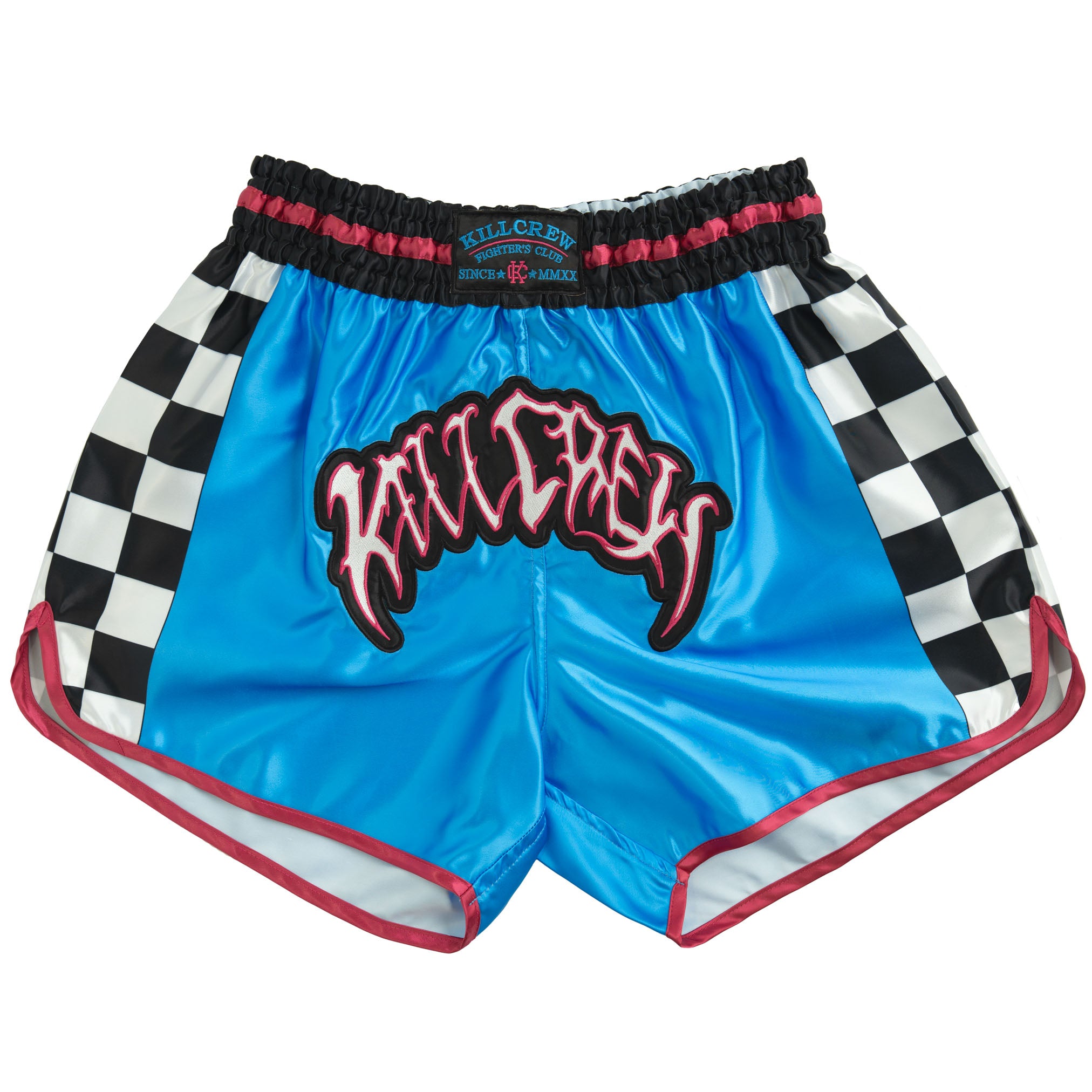 CHECKER FIGHT SHORT - BLUE