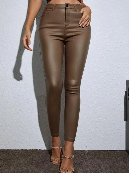 Women's Street Style Solid Color High Waist Skinny Pants