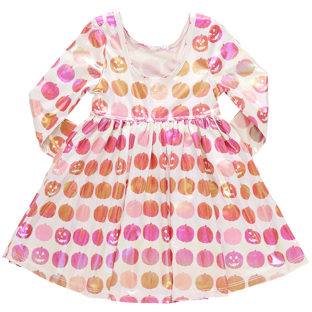 Girls Lame Steph Dress - Pumpkins