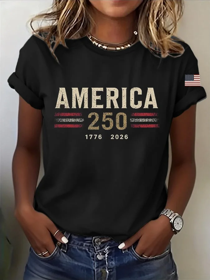 Women's Short Sleeve T-shirt Summer Navyblue Independence Day (Flag) Printing Jersey Crew Neck Daily Going Out Casual Top