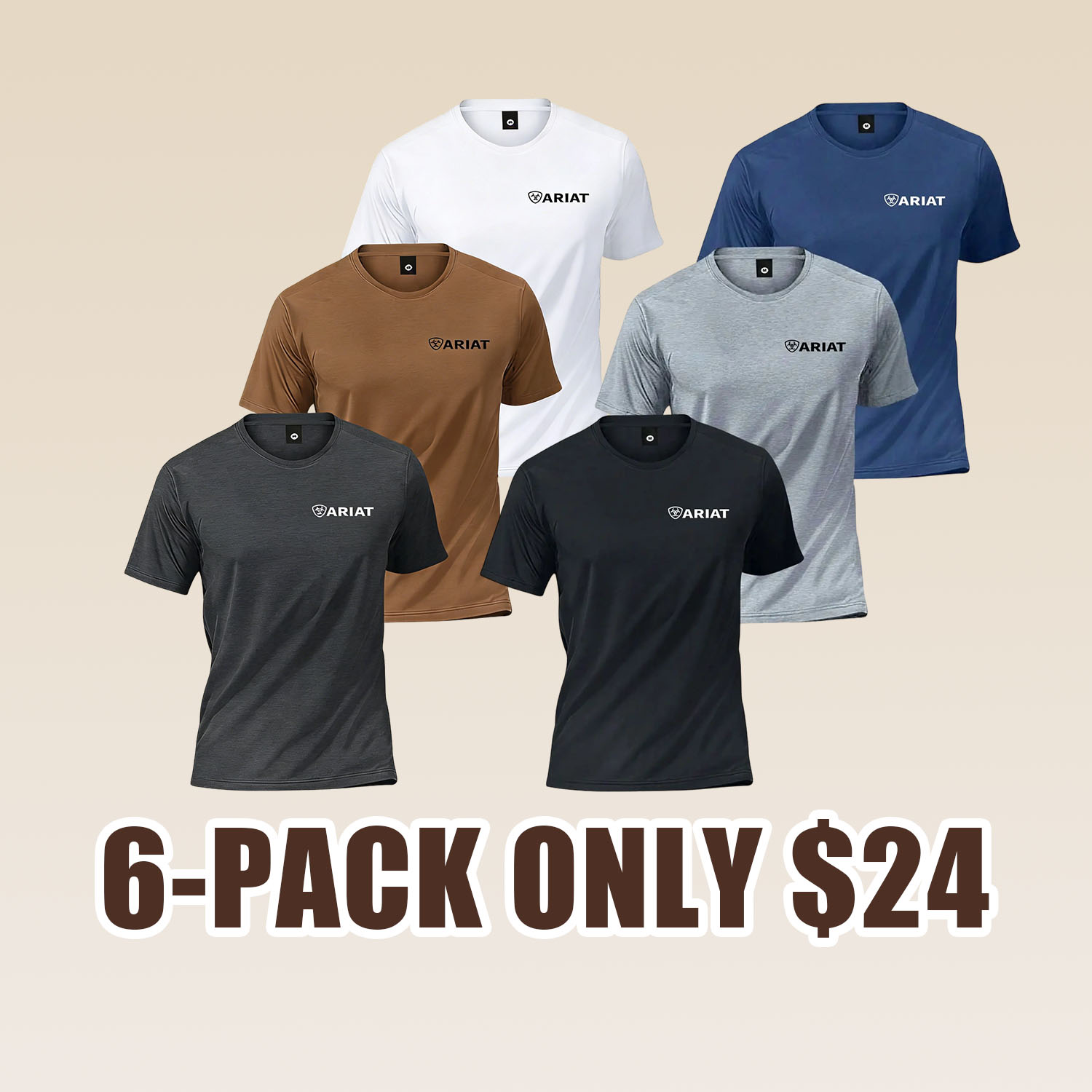 6 Piece Set Sport Short Sleeve T-Shirt, Casual Commute Wear