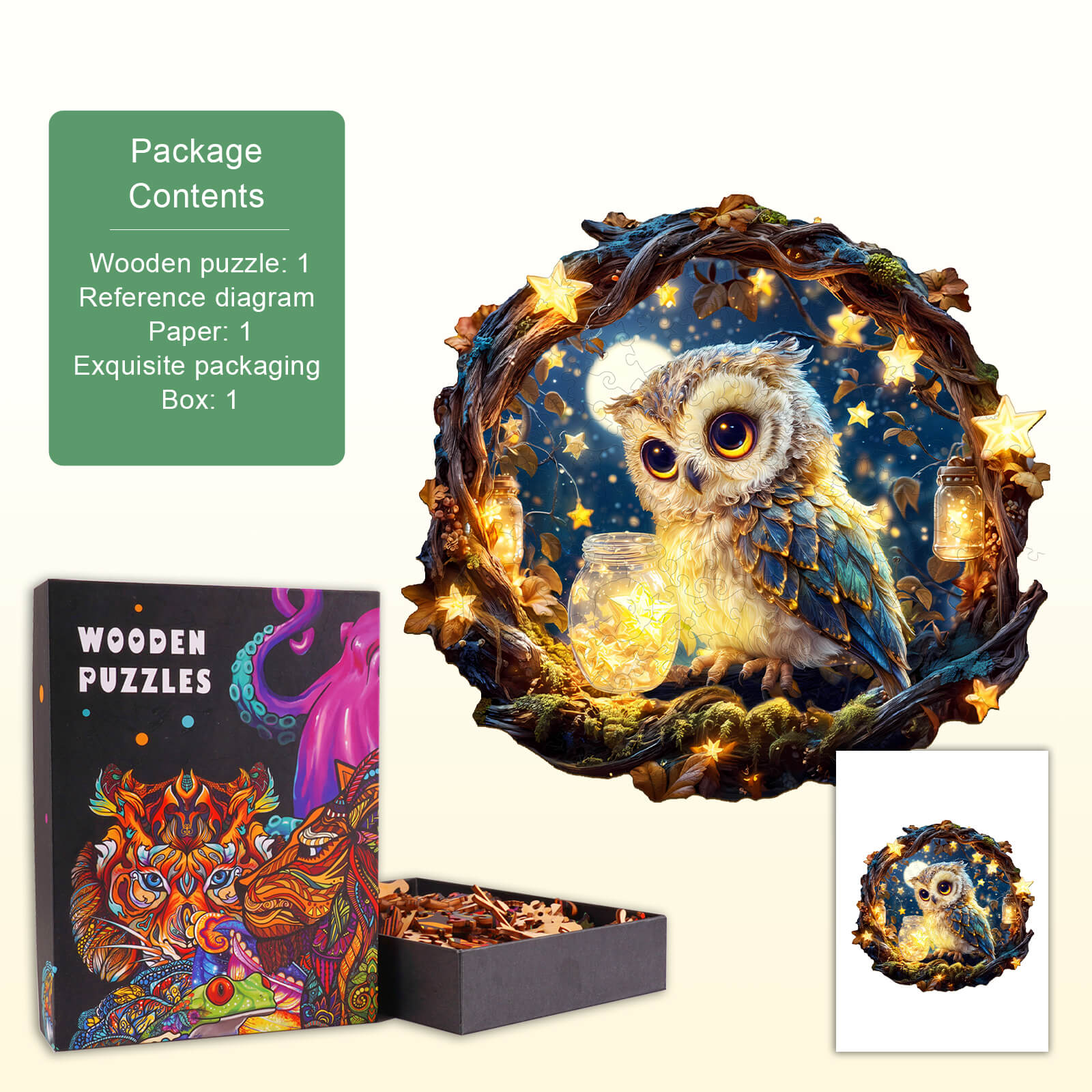 Star Owl Wooden Jigsaw Puzzle