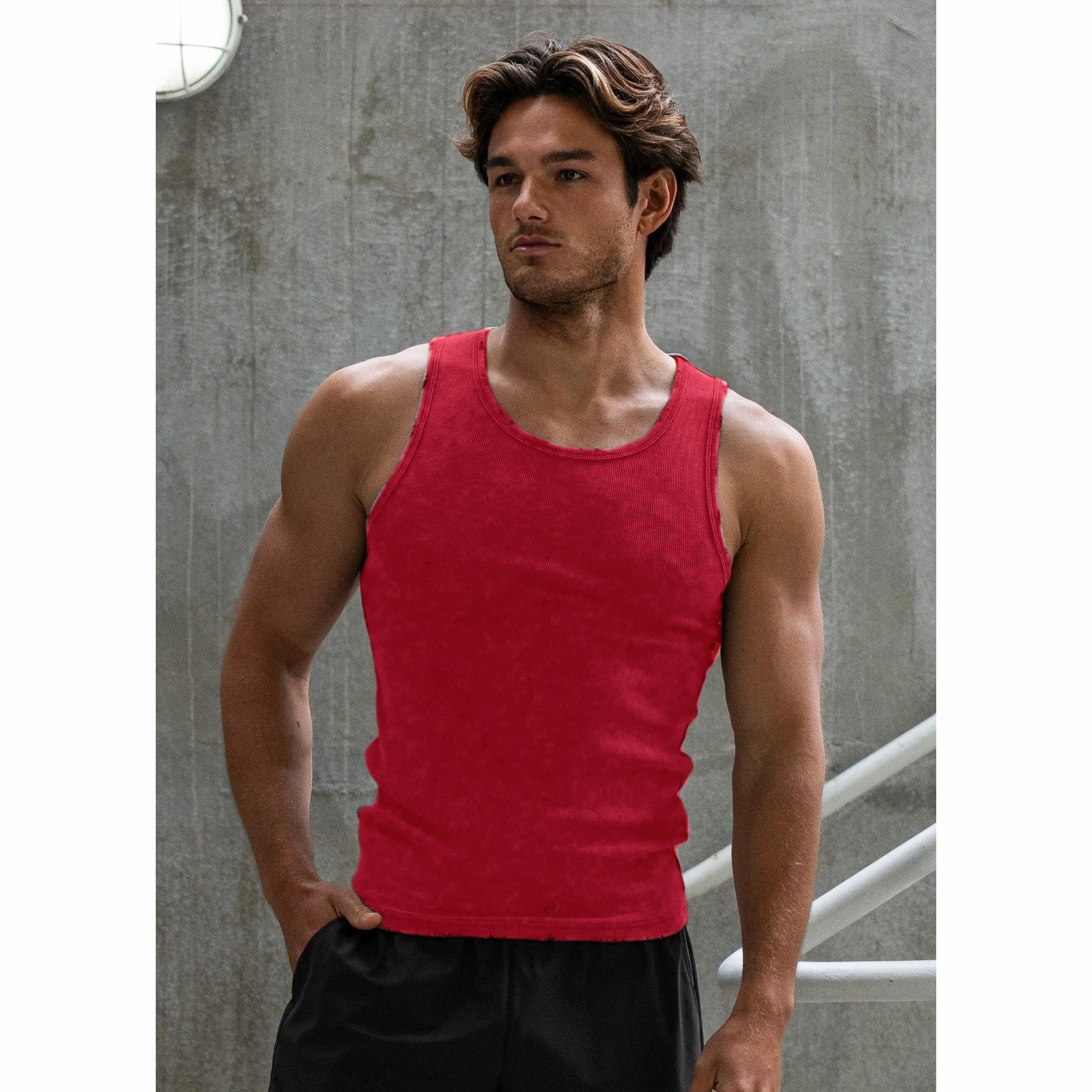 🔥Men’s Ultra-Soft Distressed Fitted Tank