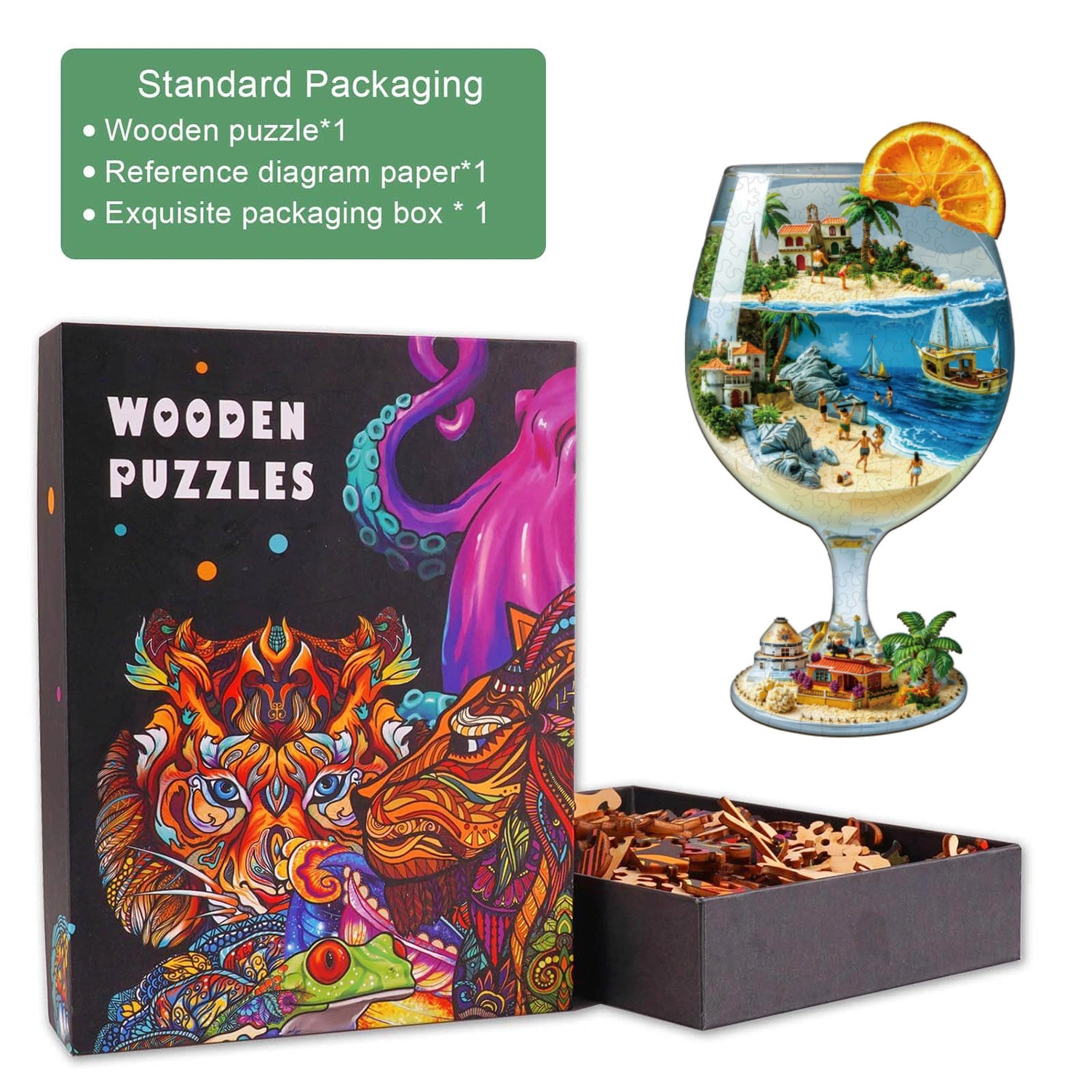 Blue Holiday Wooden Jigsaw Puzzle