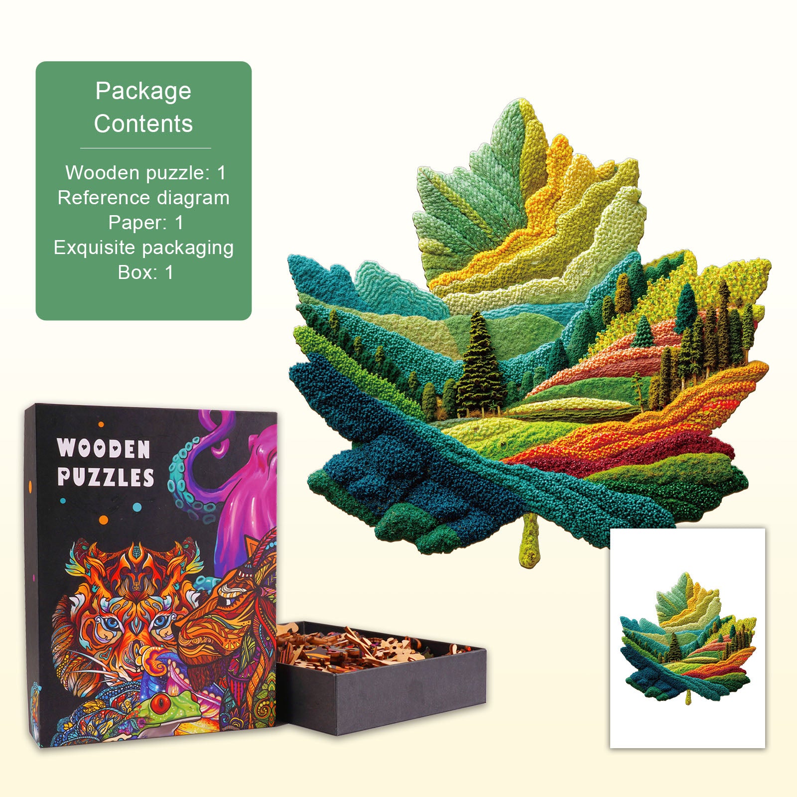 Felt maple leaf Wooden Jigsaw Puzzle