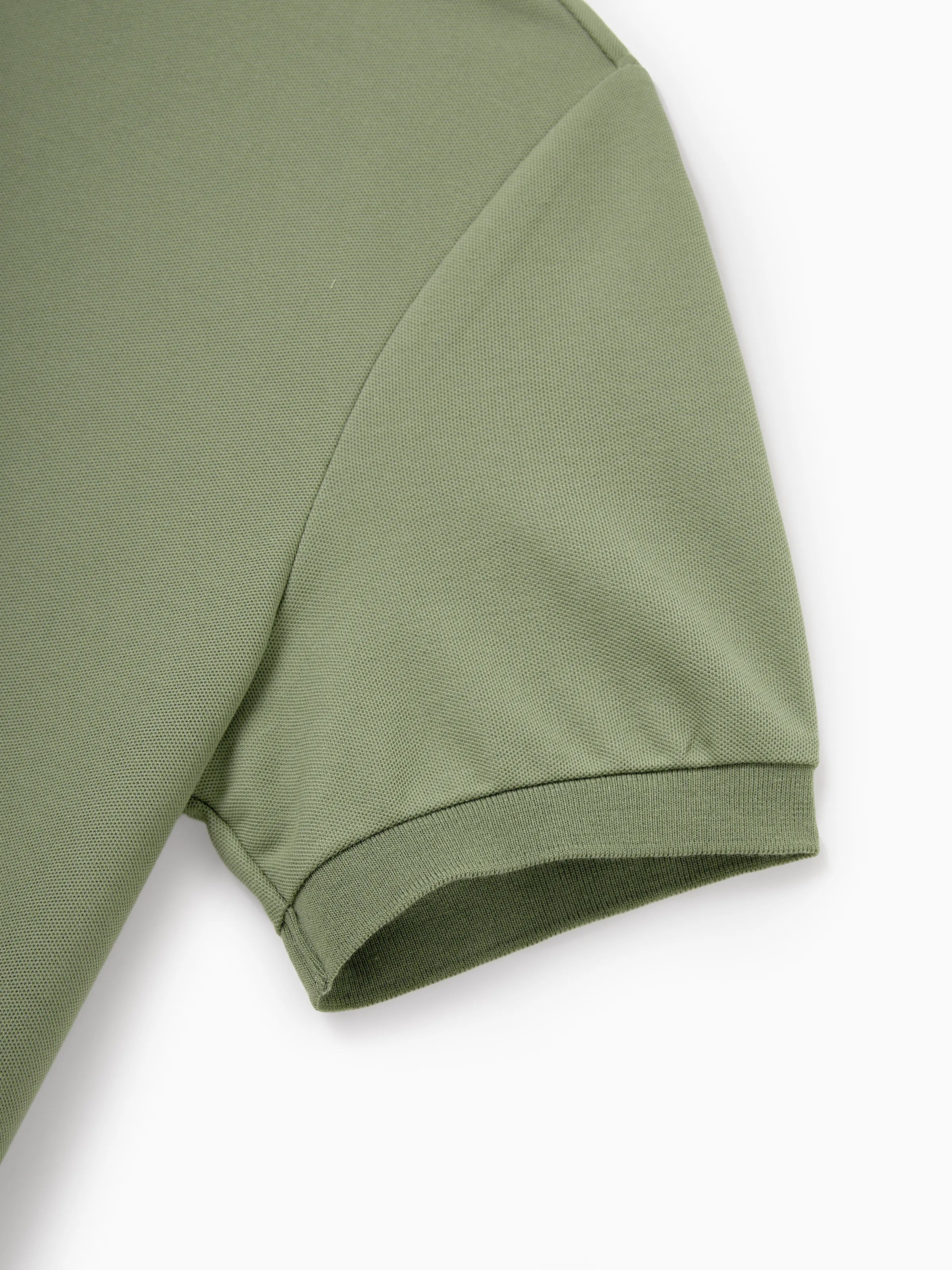 Family Matching Polo Collar Short-sleeve Shirt or V-neck Strappy Mesh Dress  Green