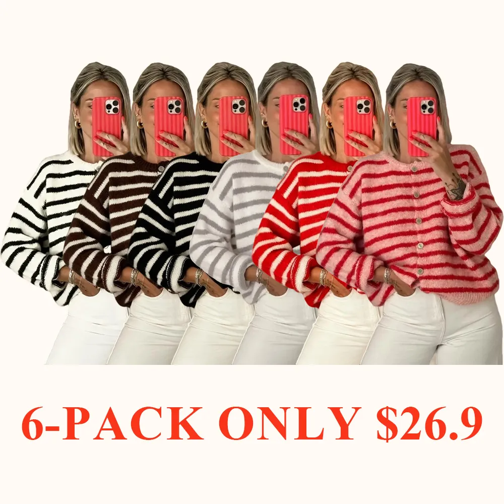 Women's Retro Striped Cardigan