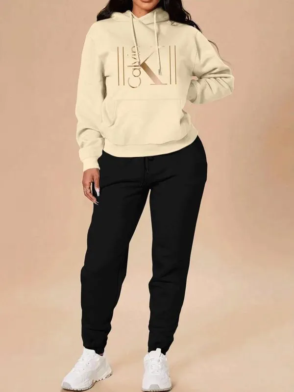 Women's Casual Hooded Sweatshirt Set