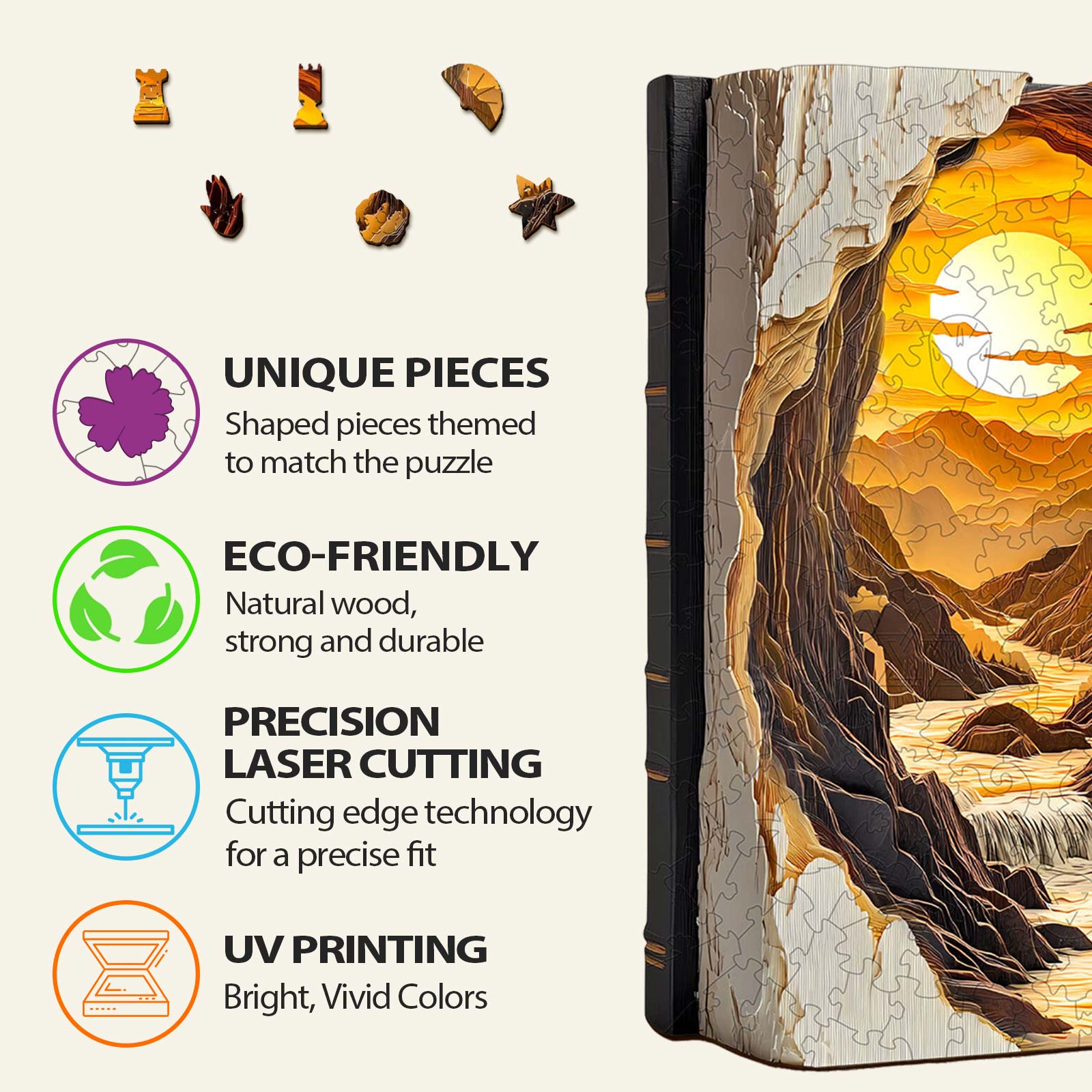 Sunset in a Book Wooden Jigsaw Puzzle