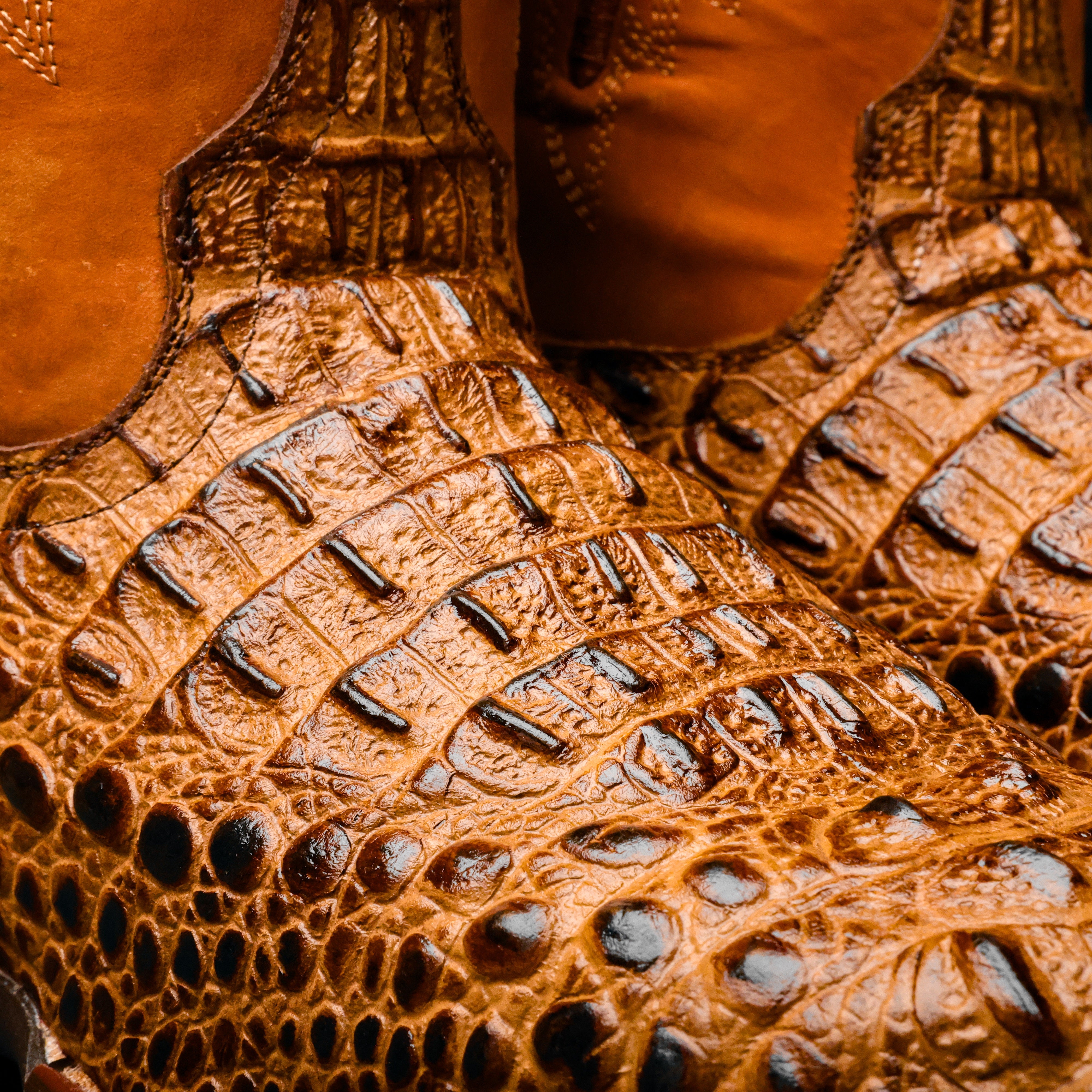 Honey Caiman Neck Leather Boots With 3D Lightweight Sole - Composite Toe