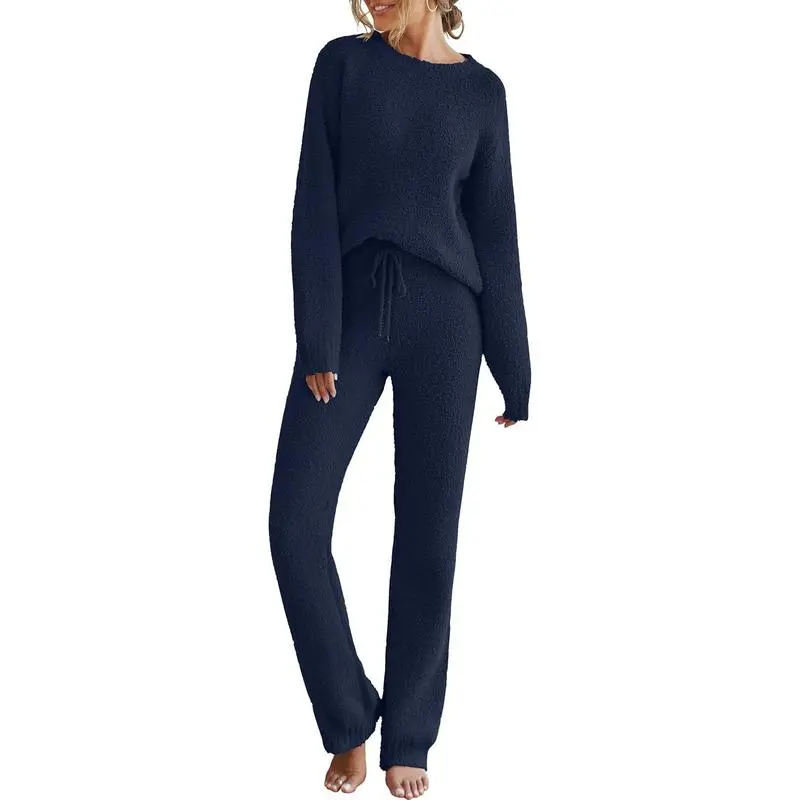 Womens Fuzzy Fleece Long Sleeve 2 Piece