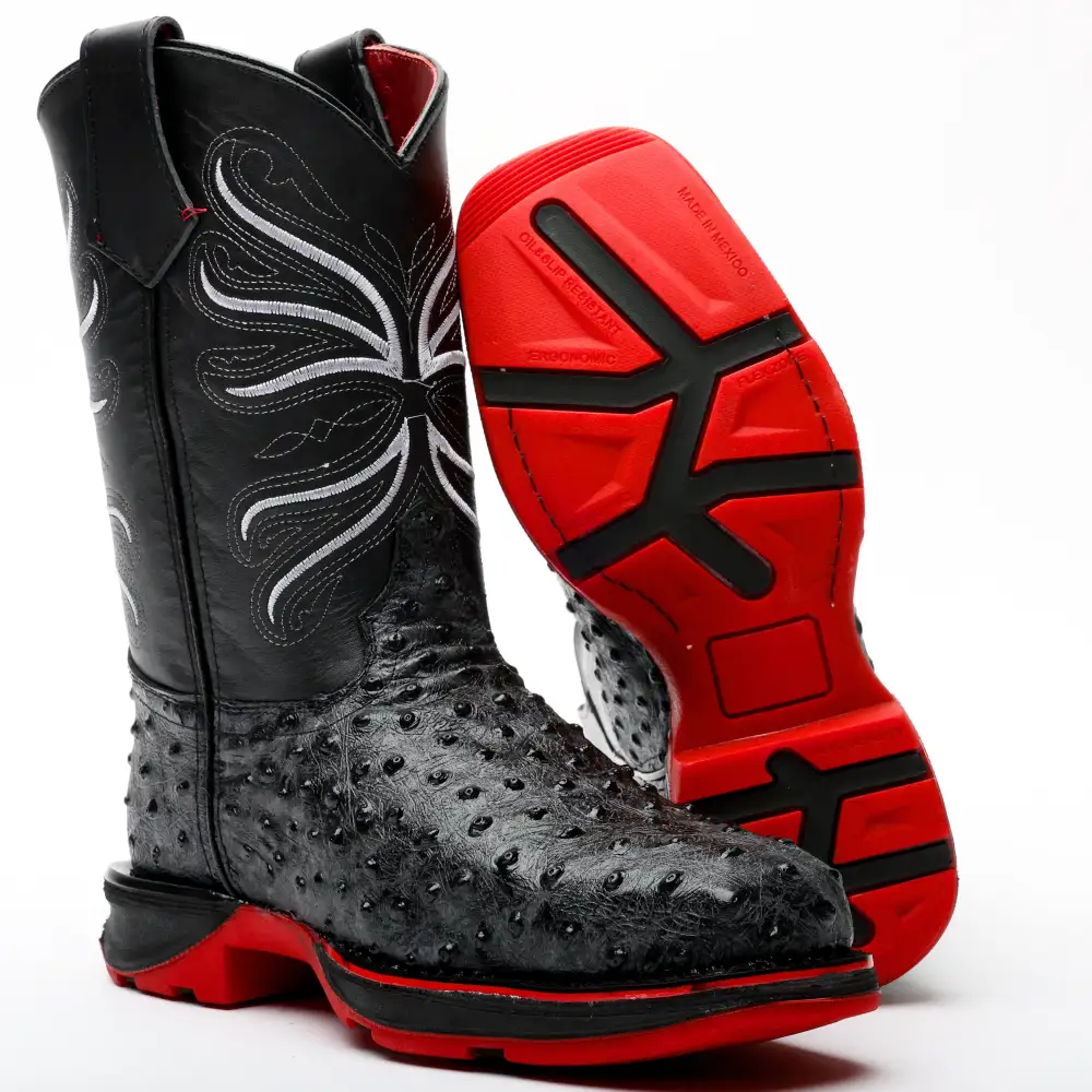 Grey Ostrich Leather Boots With 3D Lightweight Sole - Composite Toe