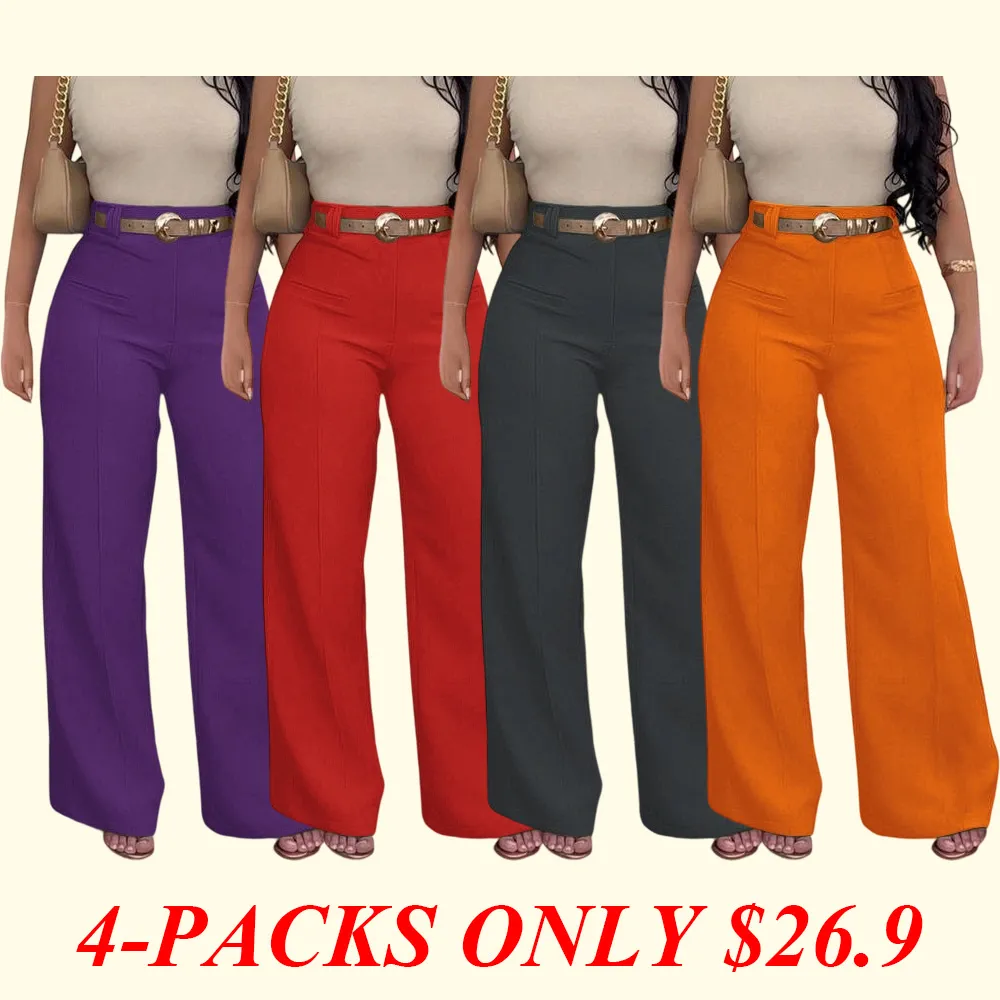 Women's Plain Pocket Wide Leg Pants