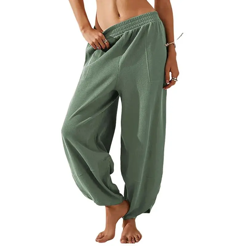 Women's Baggy Wideleg Pants Casual Elastic Waisted Palazzo Harem Pants