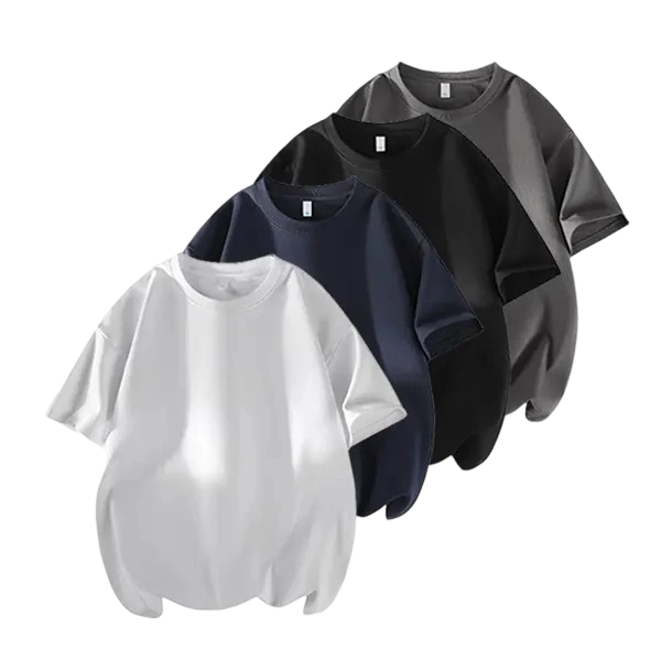 Men's 3PCS 100% cotton Crew Neck T-Shirts Set - Soft Loose Fit Navy Gray Black Tees for Casual Daily Wear