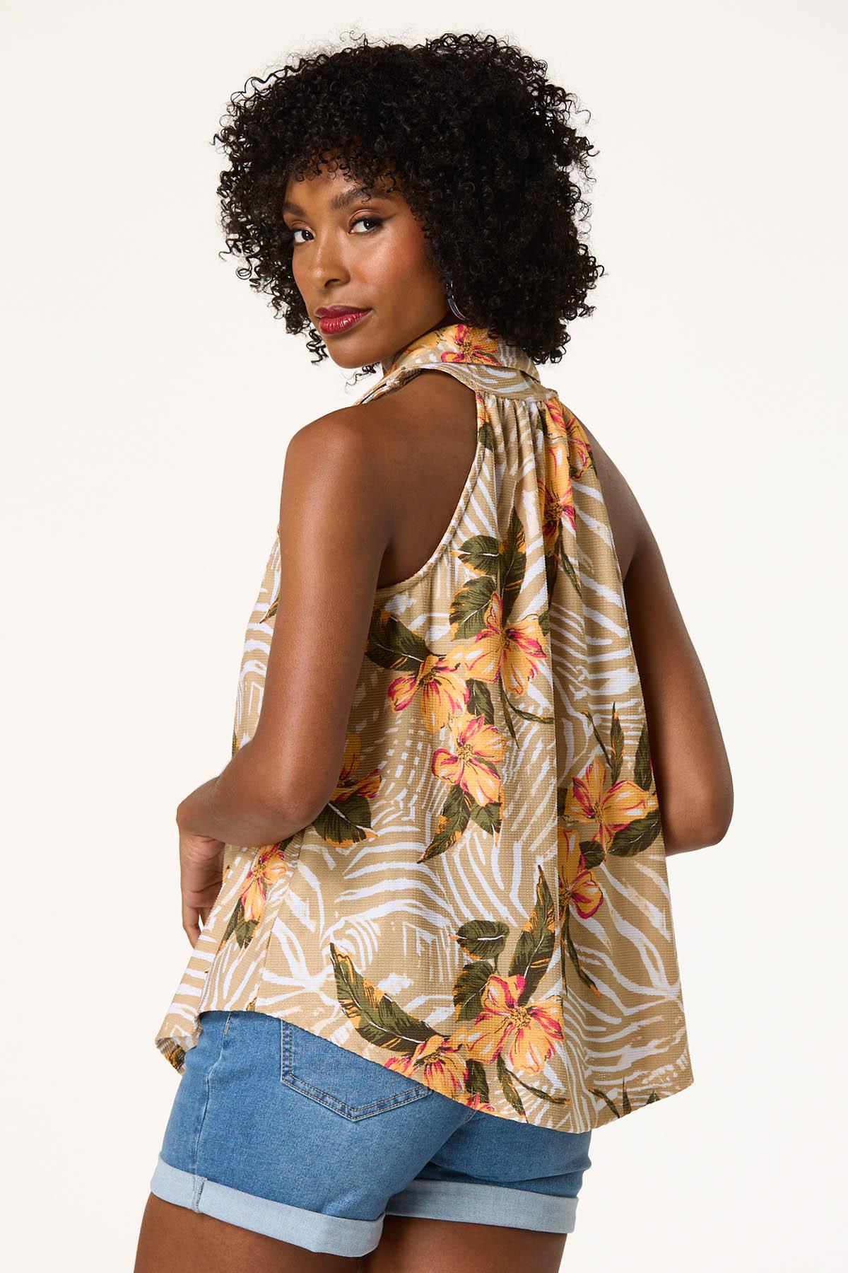 Textured Tropical Floral Tank